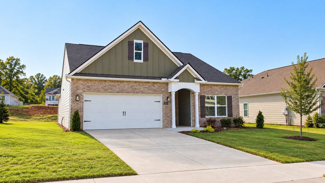 Front exterior of a new home in Fairview Hills, Cleveland, TN, highlighting curb appeal (Image 2).