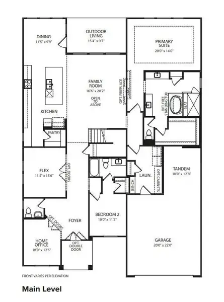 2D floor plan layout of this home in Wolf Ranch West Bend - 60', Georgetown, TX (Image 3).