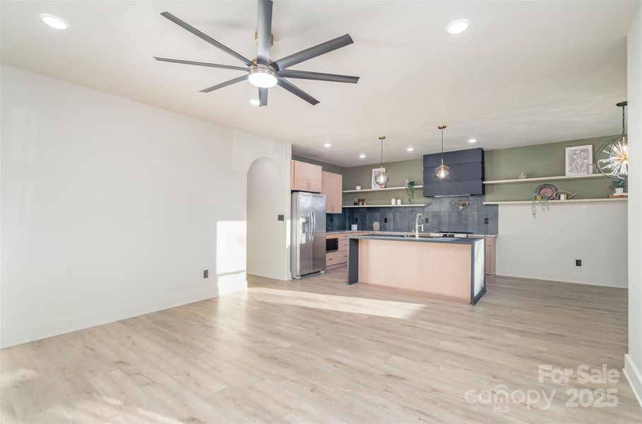 Kitchen and living area Kitchen and living area