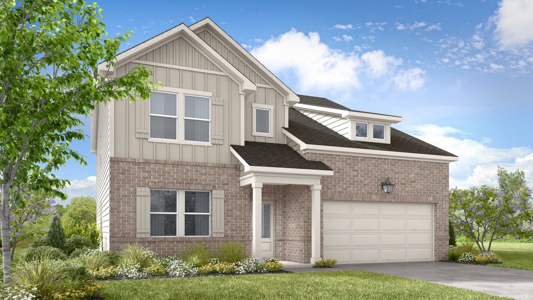 Representative exterior photo of a completed home built from the Summit by Taylor Morrison in Weatherfield, Buford, GA (Image 6).