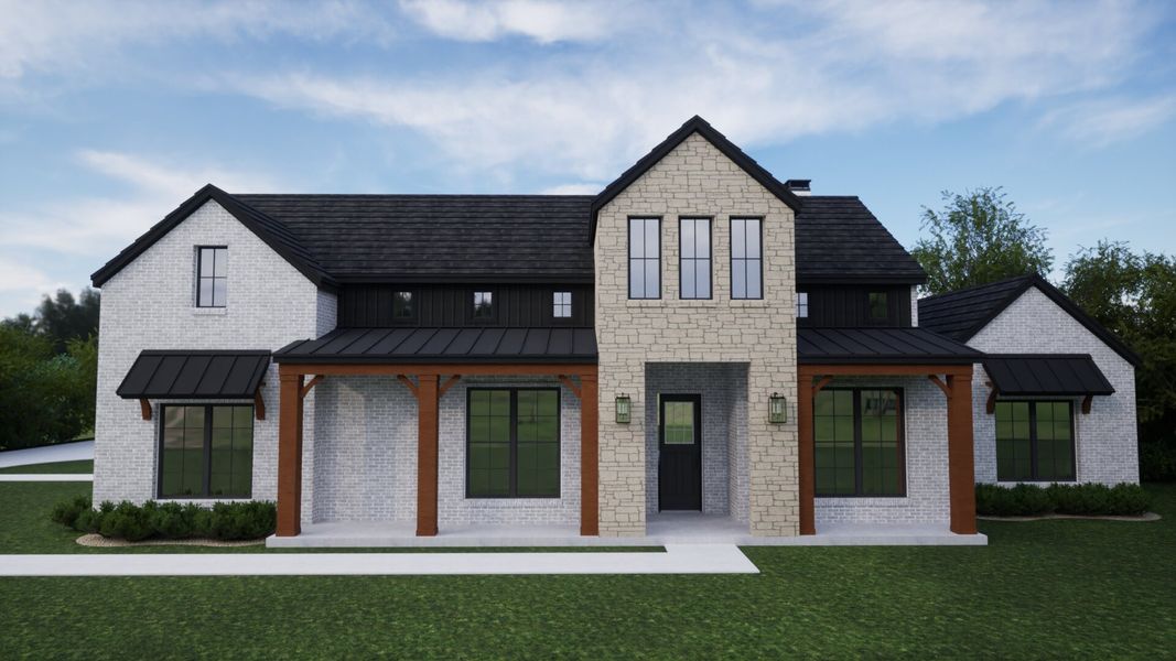 Front exterior of a new home in Santana Ridge - Brock ISD, Brock, TX, highlighting curb appeal (Image 1). Front exterior of a new home in Santana Ridge - Brock ISD, Brock, TX, highlighting curb appeal (Image 1).