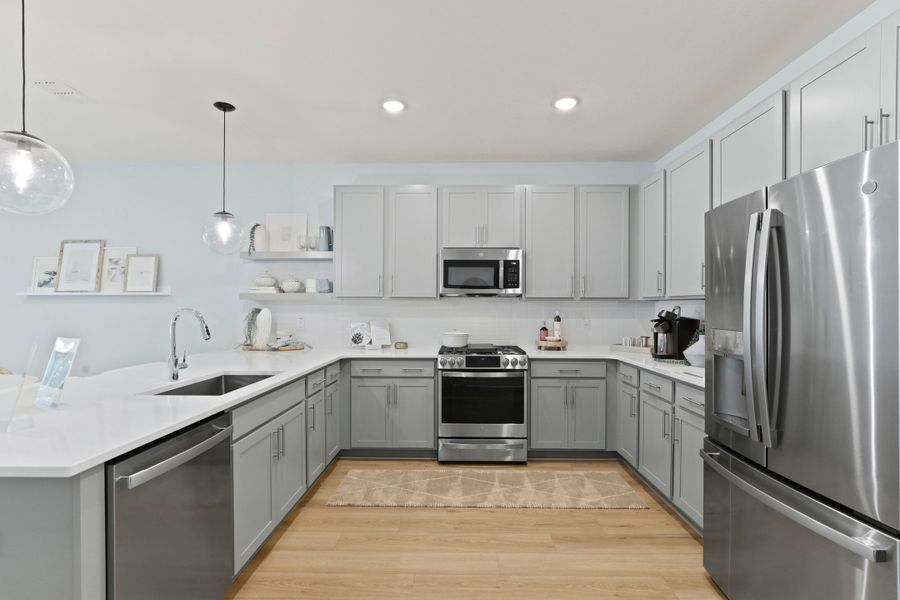 Kitchen with floating shelves
