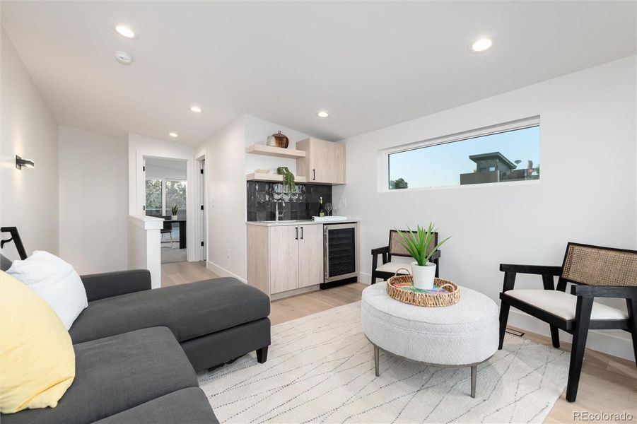 3rd Floor Wet Bar with Beverage Refrigerator