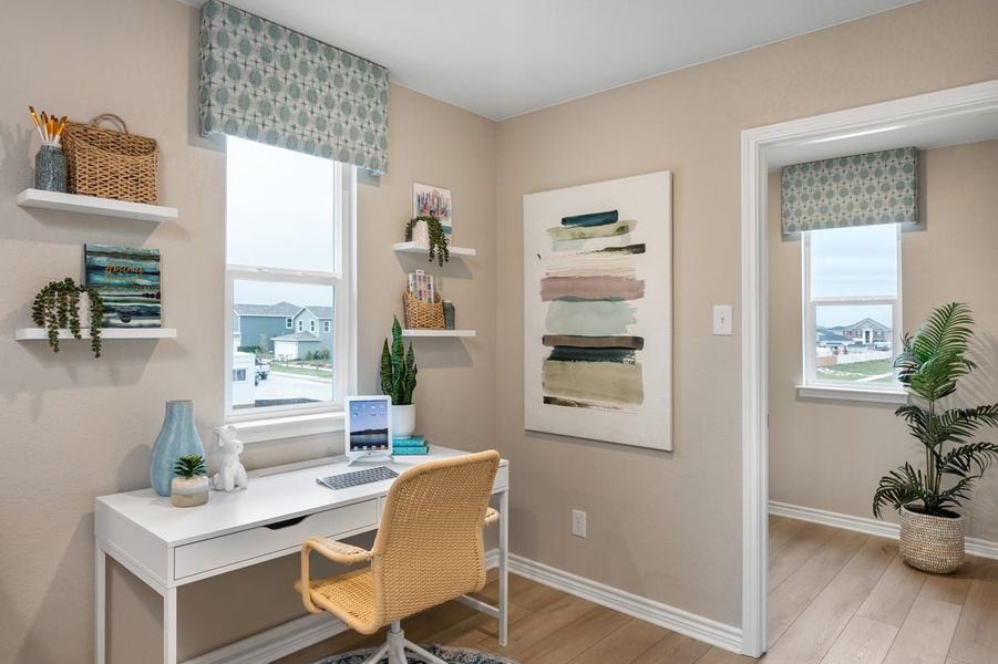 Representative furnished interior of a home built from the 1529 by KB Home in Medina Crossing - Villa Collection, Von Ormy (Image 6).