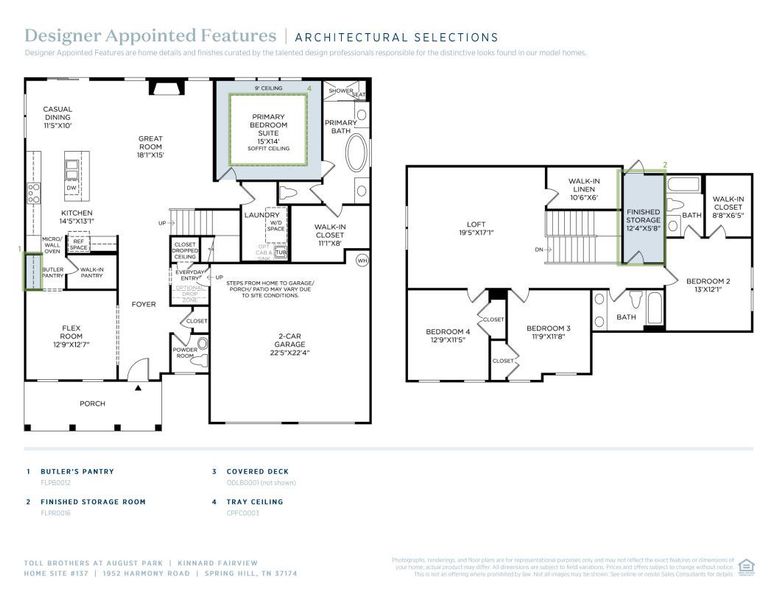 2D floor plan layout of this home in Toll Brothers at August Park, Spring Hill, TN (Image 4).