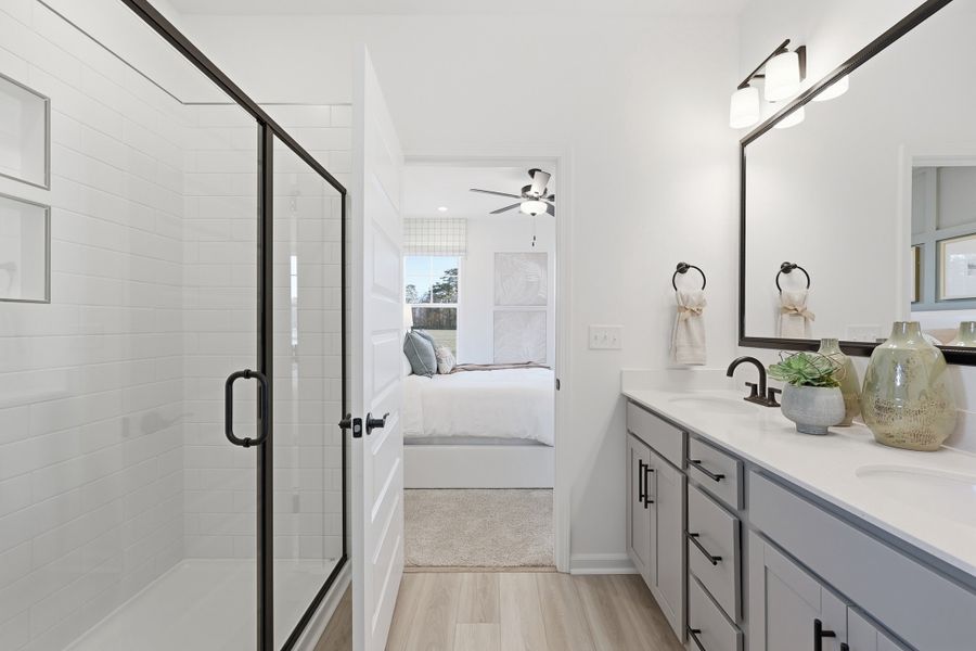 Representative furnished interior of a home built from the Courtney II by Great Southern Homes in Briarfield, Conway (Image 42).