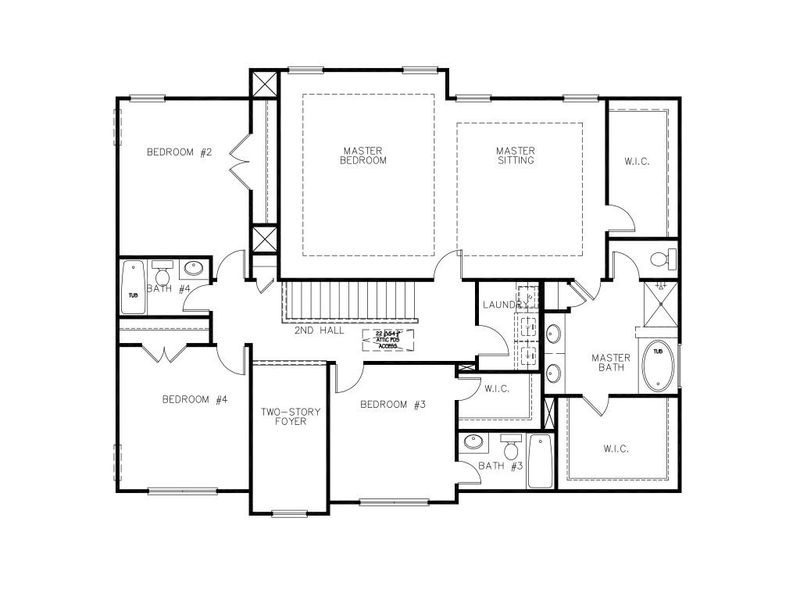 2D floor plan layout for the The Rochester by Stephen Elliott Homes in Oak Mountain View, Carrollton, GA (Image 4).