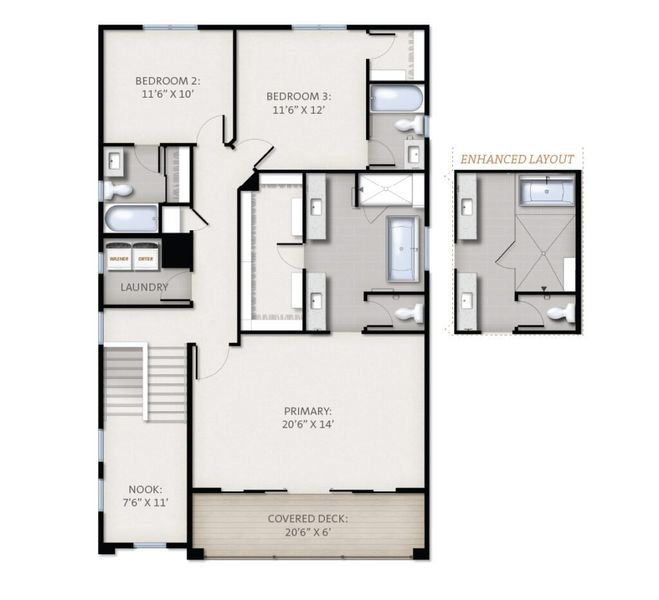 2D floor plan layout for the Energetic by Boulder Creek Brands LLC in Baseline, Broomfield, CO (Image 3).