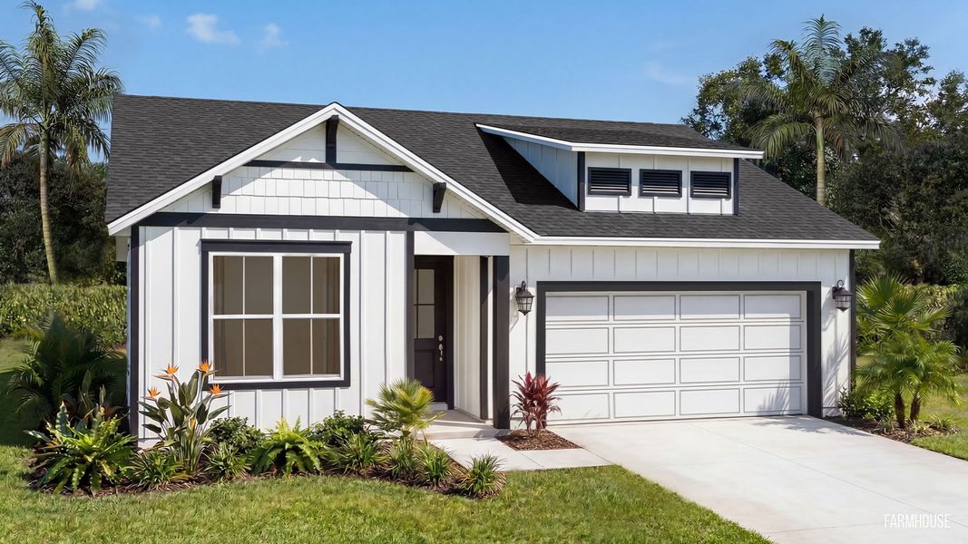 Representative exterior photo of a completed home built from the Longleaf by DRB Homes in Beacon Park, Hudson, FL (Image 19).