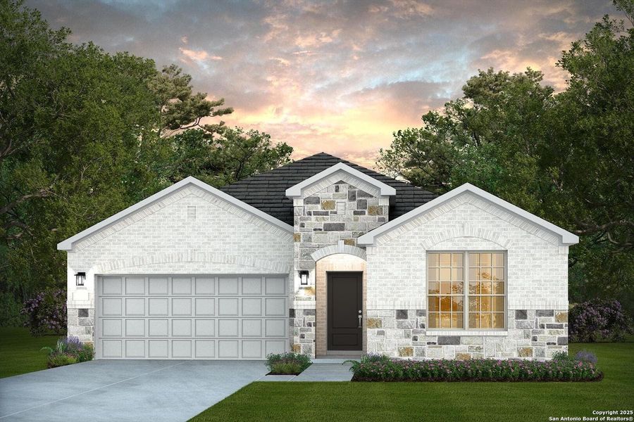 Front exterior of a new home in Dove Song, Marion, TX, highlighting curb appeal (Image 1). Front exterior of a new home in Dove Song, Marion, TX, highlighting curb appeal (Image 1).