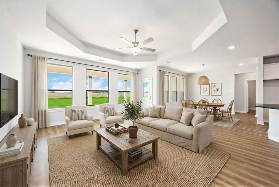 Virtually staged representation of Family Room.