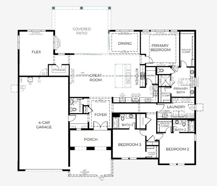 2D floor plan layout of this home in Estates at Kings Ranch, Gold Canyon, AZ (Image 5).