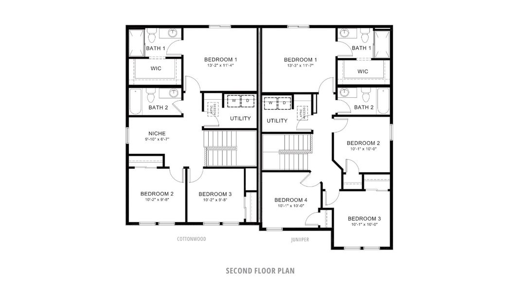 2D floor plan layout for the JUNIPER by D.R. Horton in Ellston Park, Colorado Springs, CO (Image 4).