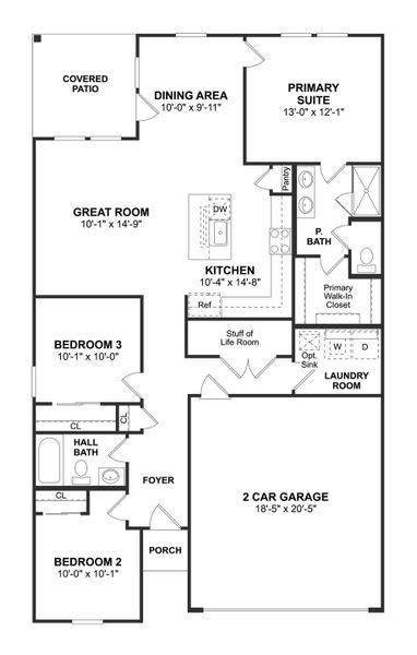 2D floor plan layout for the Clyde II by K. Hovnanian® Homes in Aspire at The Reserve at Huntsville, Huntsville, TX (Image 3). 2D floor plan layout for the Clyde II by K. Hovnanian® Homes in Aspire at The Reserve at Huntsville, Huntsville, TX (Image 3).