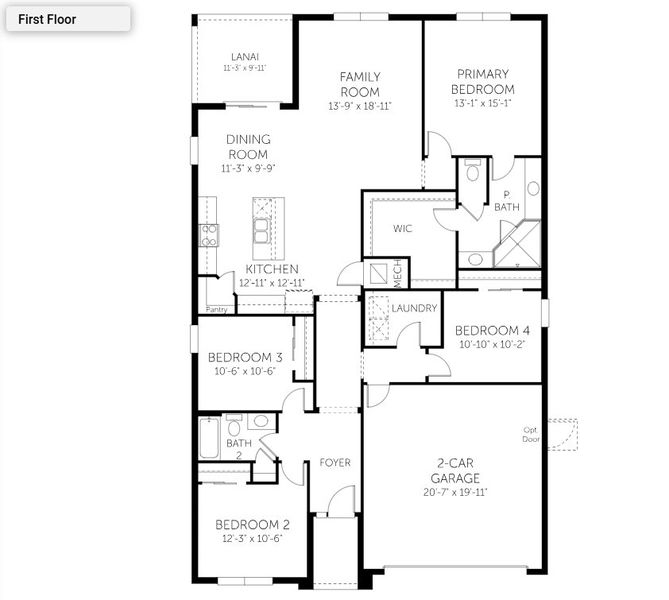 2D floor plan layout for the Mulberry - Single Family Homes by Dream Finders Homes in Brystol North at Wylder, Port St. Lucie, FL (Image 3). 2D floor plan layout for the Mulberry - Single Family Homes by Dream Finders Homes in Brystol North at Wylder, Port St. Lucie, FL (Image 3).