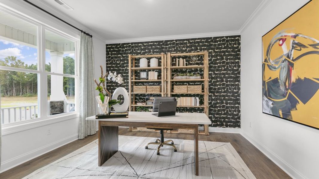 Representative furnished interior of a home built from the Jordan by D.R. Horton in Eagle Creek, Fuquay Varina (Image 8). Representative furnished interior of a home built from the Jordan by D.R. Horton in Eagle Creek, Fuquay Varina (Image 8).