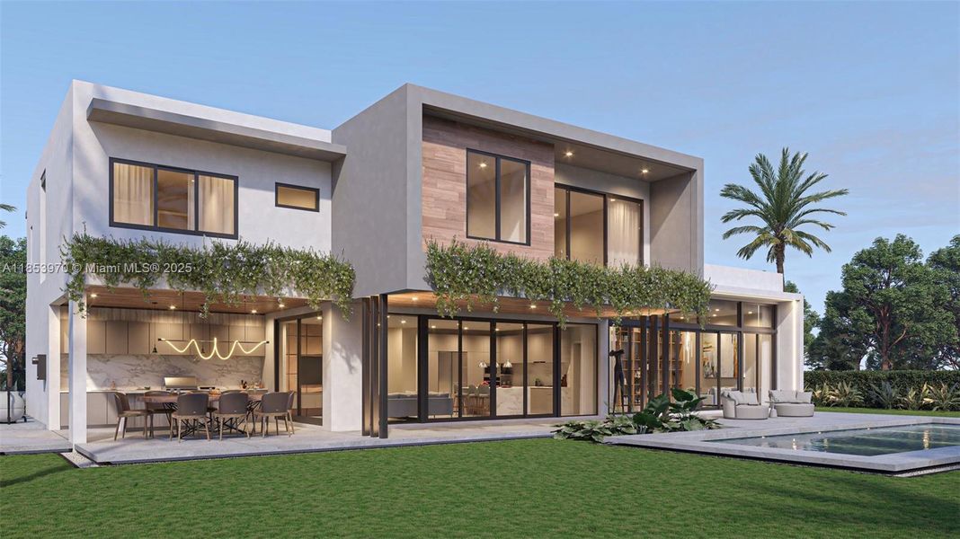 Front exterior of a new home in , Pinecrest, FL, highlighting curb appeal (Image 20). Front exterior of a new home in , Pinecrest, FL, highlighting curb appeal (Image 20).