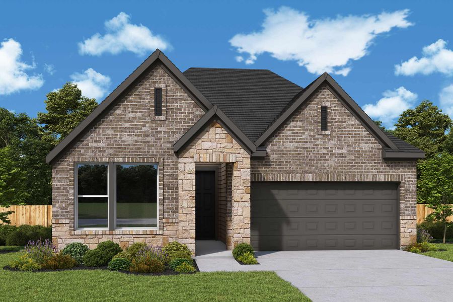 Representative exterior photo of a completed home built from the The Lantana by David Weekley Homes in Audubon - Terrace Collection, Magnolia, TX (Image 18).