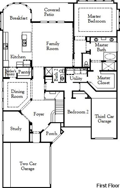 2D floor plan layout of this home in Painted Tree, McKinney, TX (Image 3).