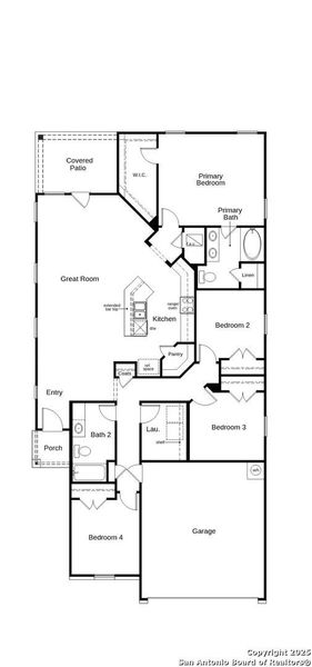 2D floor plan layout of this home in Legend Heights, New Braunfels, TX (Image 3).