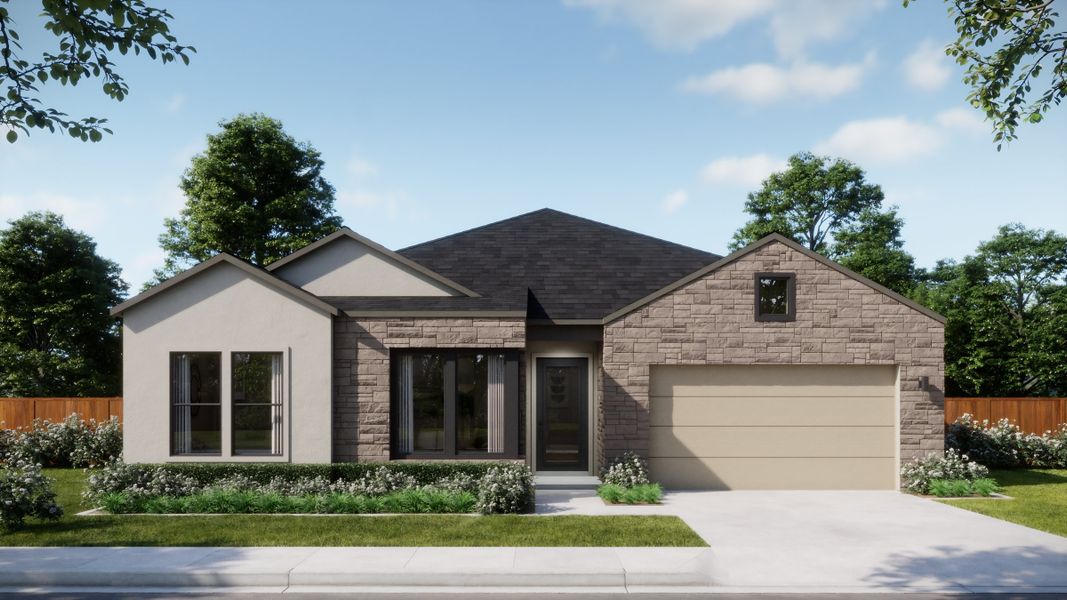 Representative exterior photo of a completed home built from the 5002 by Risewell Homes in Freedom at Anthem, Kyle, TX (Image 3).