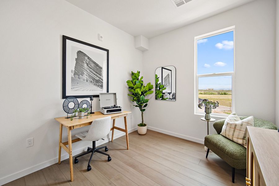 Furnished interior view inside a new home in Lyric at RidgeGate Condos, Lone Tree (Image 20).