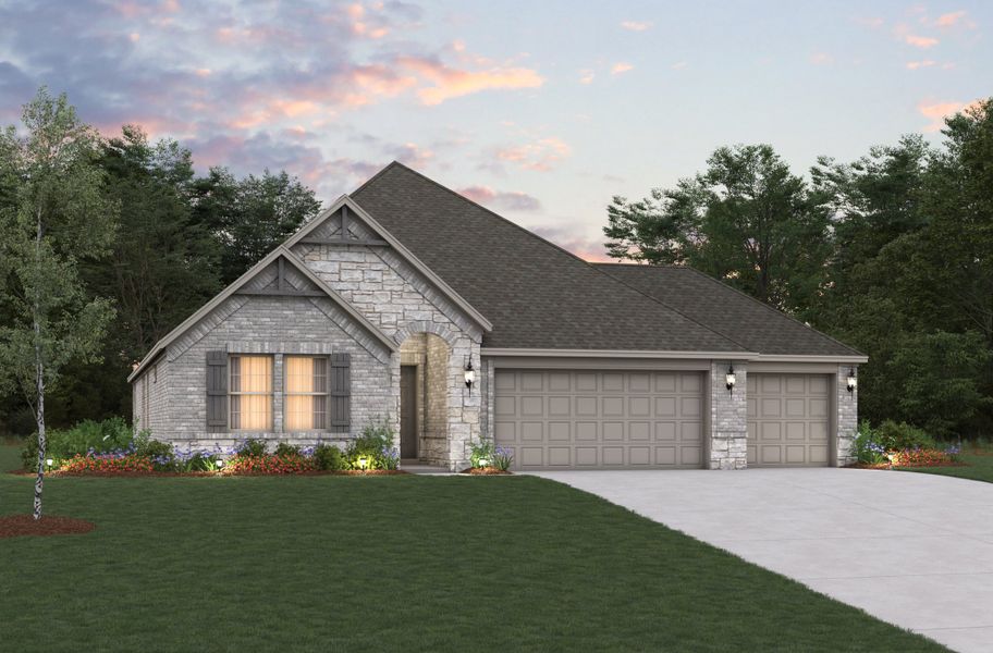 Representative exterior photo of a completed home built from the Magnolia by Beazer Homes in Woodcreek, Fate, TX (Image 1).