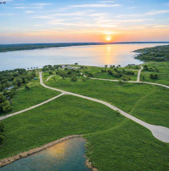 Drone / aerial view of a nearby body of water