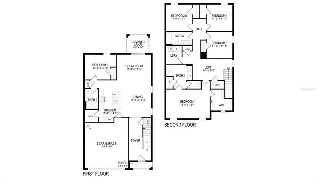 2D floor plan layout of this home in Waterford, Brooksville, FL (Image 2).