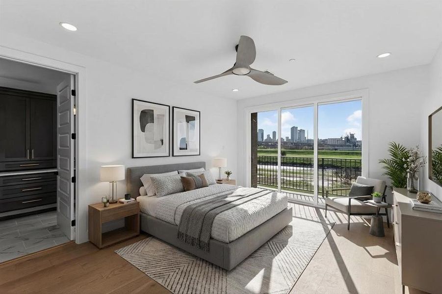 Primary bedroom virtually staged.