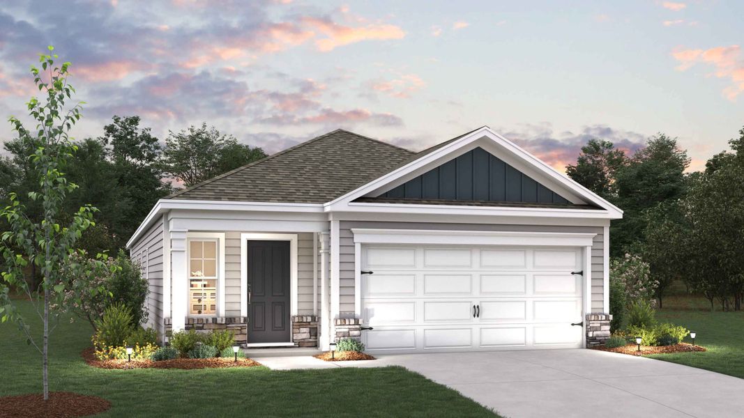 Representative exterior photo of a completed home built from the Plan by D.R. Horton in Zion Springs, Hickory, NC (Image 6).