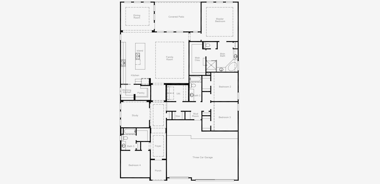 2D floor plan layout for the Groveton by Coventry Homes in Lariat, Liberty Hill, TX (Image 3).