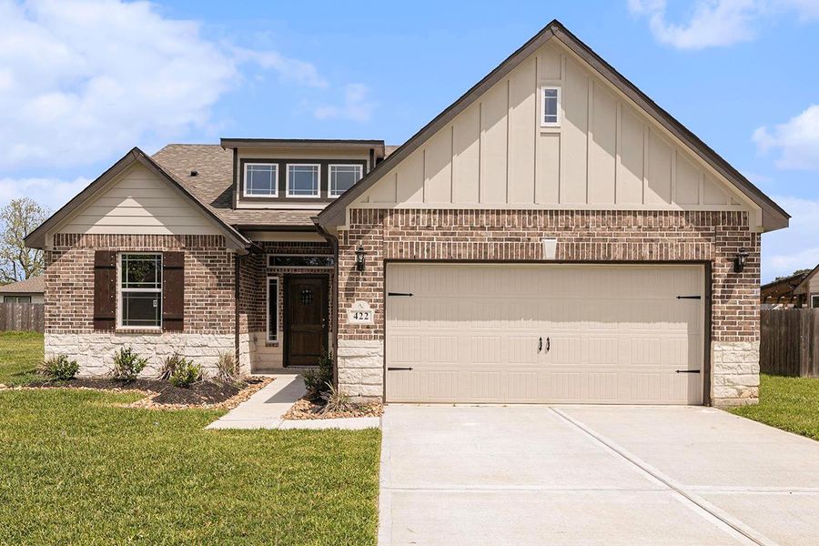 Front exterior of a new home in , Bay City, TX, highlighting curb appeal (Image 23). Front exterior of a new home in , Bay City, TX, highlighting curb appeal (Image 23).