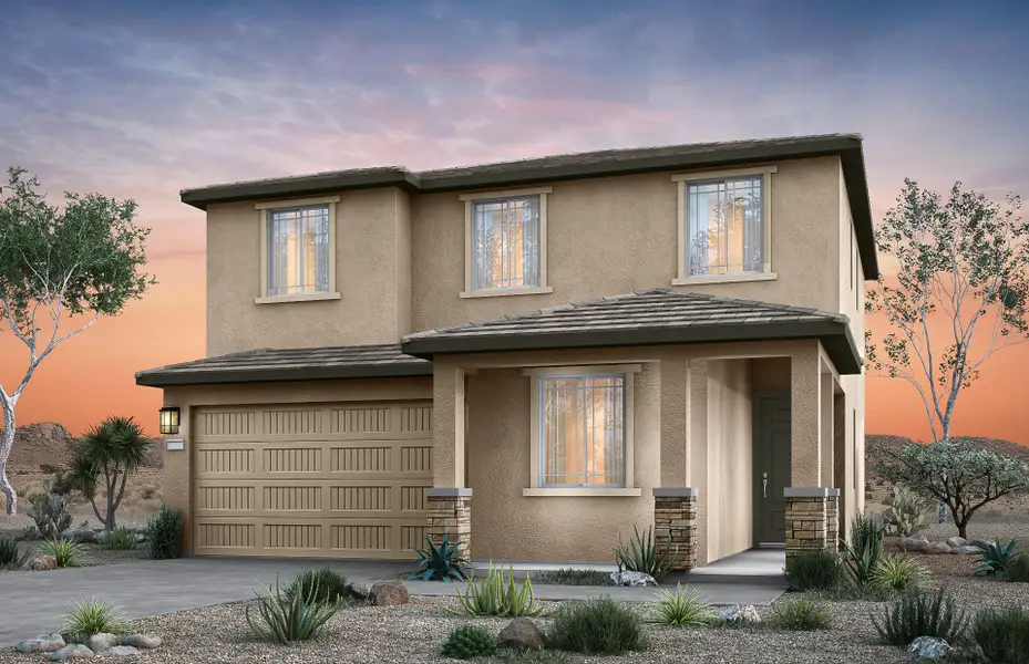Exterior of Waterville model C stunning two-story floor plan new home at Soleo in San Tan Valley, AZ Exterior of Waterville model C stunning two-story floor plan new home at Soleo in San Tan Valley, AZ
