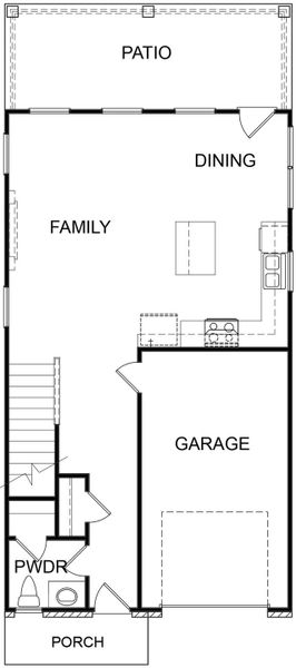 2D floor plan layout for the Khloe by KM Homes in The Cottages at Jackson Heights, Cleveland, GA (Image 5).