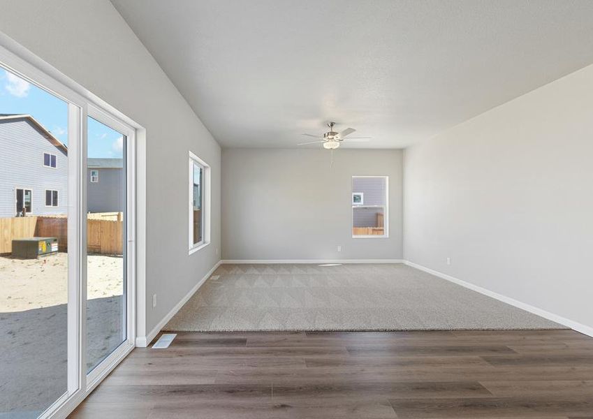 The family room of the Rio Grande sits right off of the dining room.