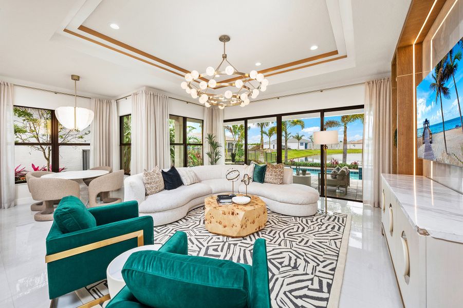 Representative furnished interior of a home built from the Bimini Grande by GL Homes in Valencia Del Mar (55+), Boynton Beach (Image 7).