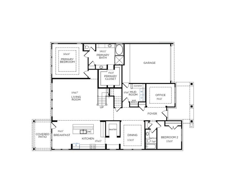 2D floor plan layout for the Pinehurst by Tricoast Homes in Canterra Creek 60', Iowa Colony, TX (Image 3). 2D floor plan layout for the Pinehurst by Tricoast Homes in Canterra Creek 60', Iowa Colony, TX (Image 3).