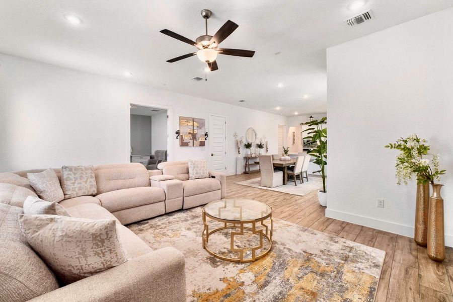 Plenty more space to add more furniture/decor in the living area.