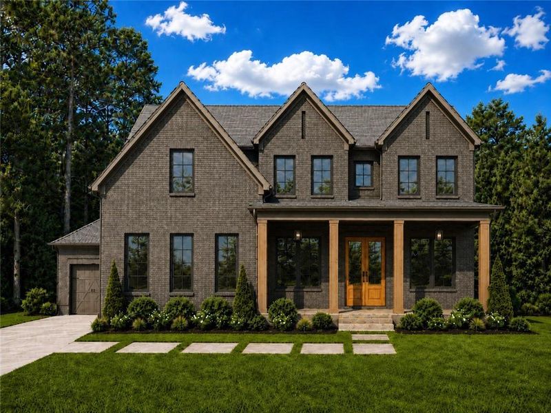 Front exterior of a new home in , Buford, GA, highlighting curb appeal (Image 1). Front exterior of a new home in , Buford, GA, highlighting curb appeal (Image 1).
