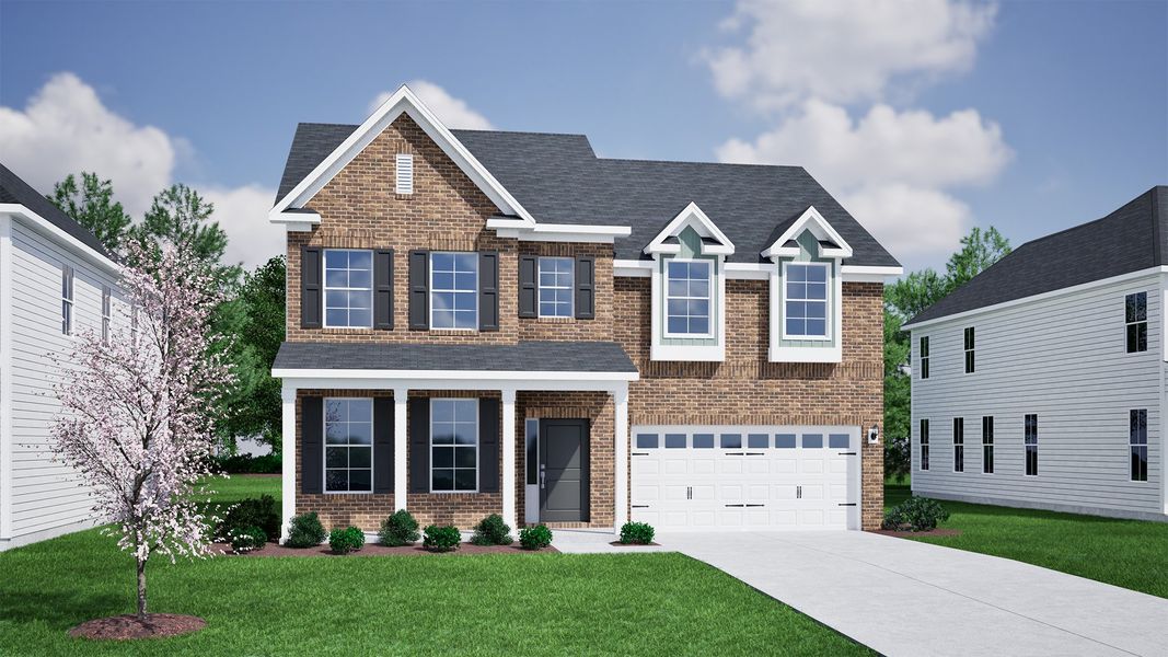 Representative exterior photo of a completed home built from the Edisto - Vanguard Collection by Mungo Homes in Lilah Grove, Summerfield, NC (Image 19).