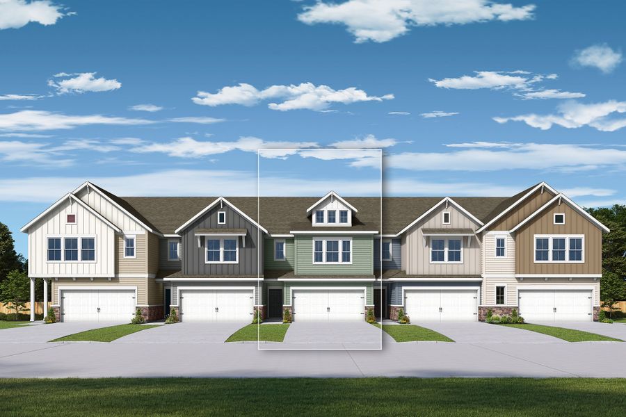 Representative exterior photo of a completed home built from the The Thornhurst by David Weekley Homes in Westview Towns, Waxhaw, NC (Image 1).