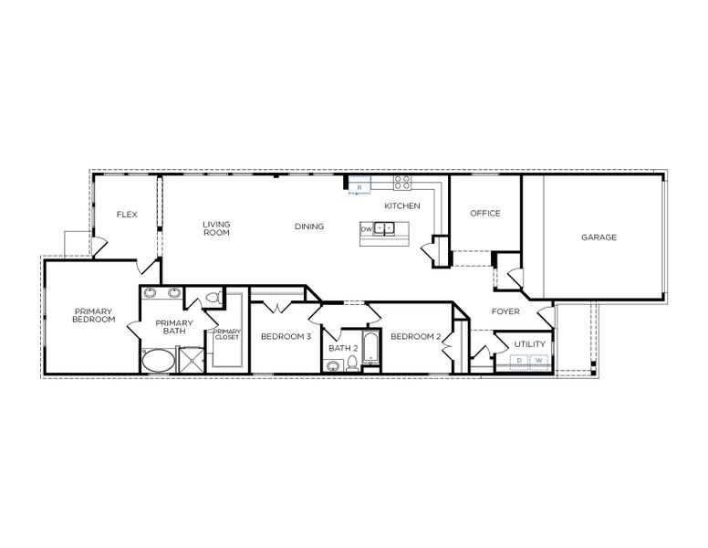 2D floor plan layout for the Austin by Tricoast Homes in Sunterra 40, Katy, TX (Image 3).