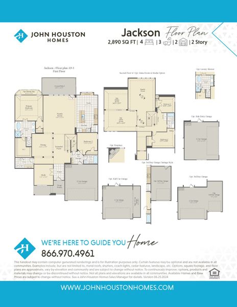 2D floor plan layout for the Jackson by John Houston Homes in Bull Hide Estates, Hewitt, TX (Image 4).