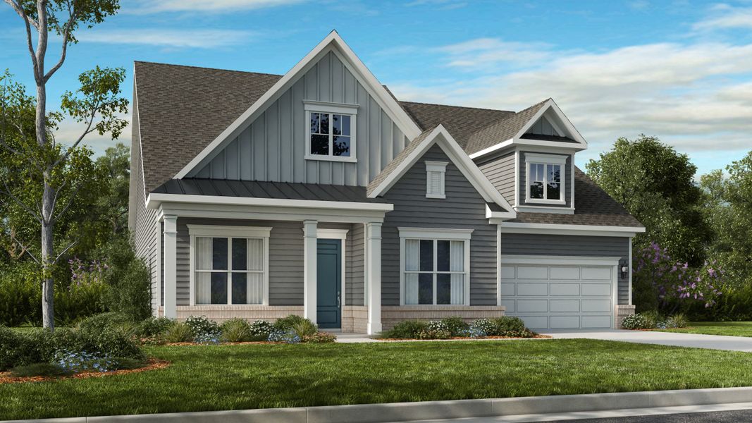 Representative exterior photo of a completed home built from the Ashlyn by Taylor Morrison in Allburn, Concord, NC (Image 45). Representative exterior photo of a completed home built from the Ashlyn by Taylor Morrison in Allburn, Concord, NC (Image 45).