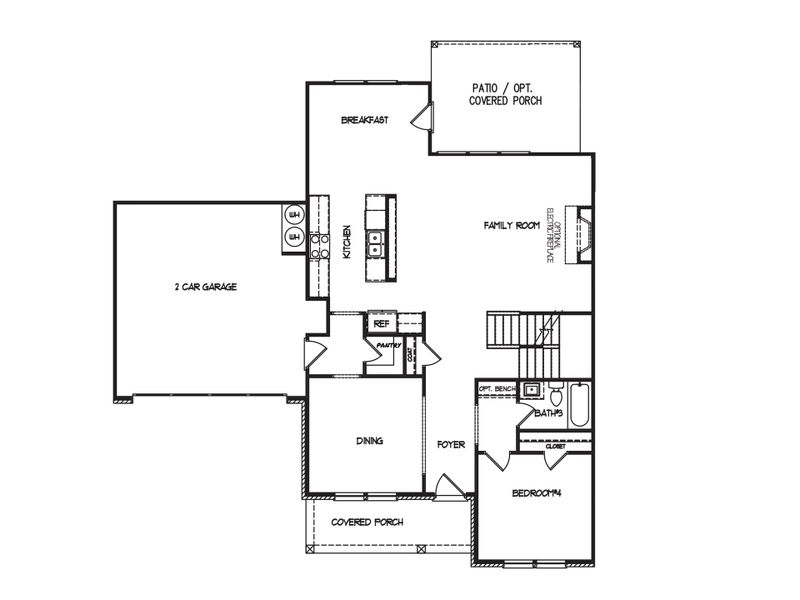 2D floor plan layout for the The Harcrest by My Home Communities in Sutton’s Landing, Statham, GA (Image 3).
