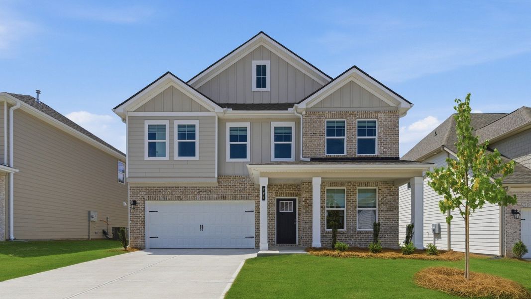 Representative exterior photo of a completed home built from the Wagener by DRB Homes in Abbotts Crossing, Conyers, GA (Image 27).