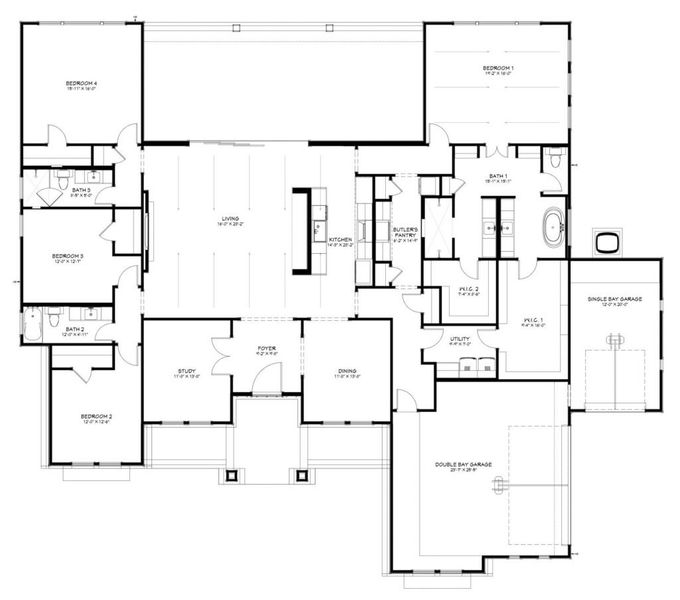 2D floor plan layout for the Brazos II by Flintrock Builder in King Oaks, Salado, TX (Image 2). 2D floor plan layout for the Brazos II by Flintrock Builder in King Oaks, Salado, TX (Image 2).