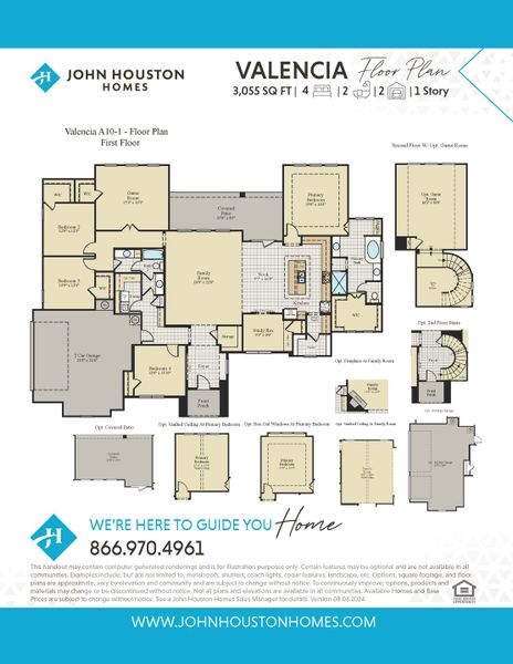 2D floor plan layout for the Valencia by John Houston Homes in Waterfall Ranch - 1 Acre Lots, Waxahachie, TX (Image 3).