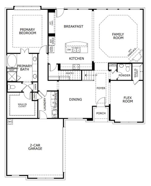 2D floor plan layout for the Concept 2972 by Landsea Homes in Coyote Crossing, Godley, TX (Image 3).